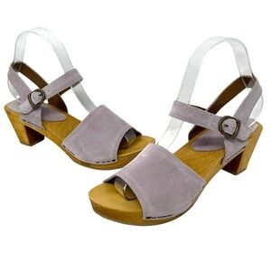 Sanita Camilla Wooden Heeled Clog Sandals Suede EU38